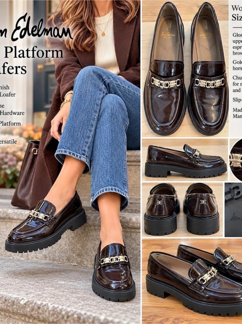 Sam Edelman Lea Platform Loafer Brown 8.5